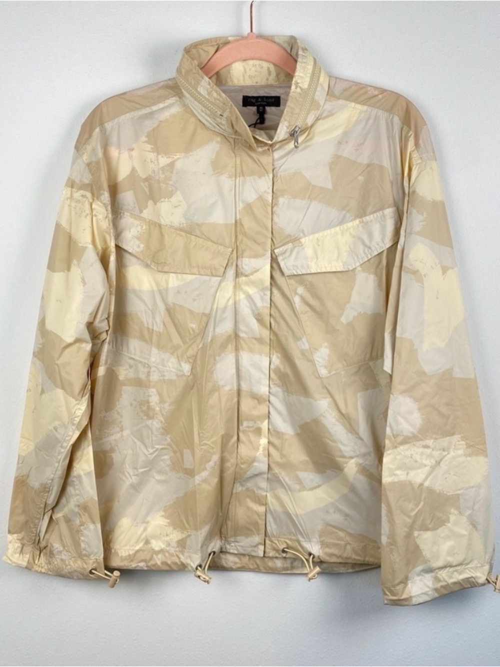 NWT Rag & Bone Beige Camo Hooded Utility Windbreaker Jacket Medium - Picture 5 of 9